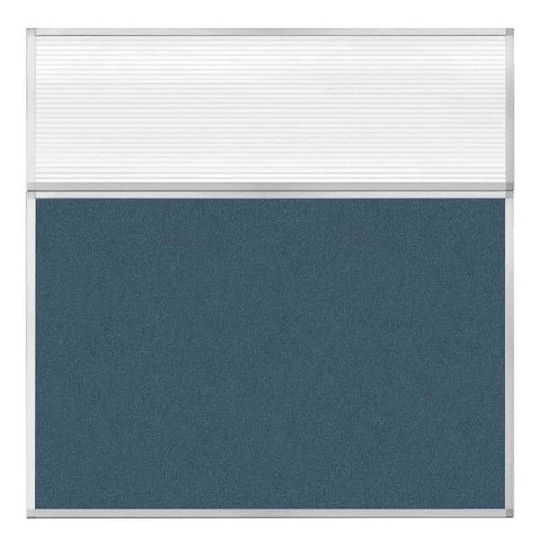 Hush Panel Configurable Cubicle Partition 6' x 6' W/ Window Caribbean Fabric Clear Fluted Window